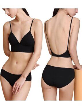 Organic Cotton Wireless Low Back Bralette - Padded, Thin Strap, Backless Bra